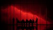 © Harry - Urgent meeting amid dramatic market crash with concerned business team in silhouette against a red financial graph backdrop in a modern office