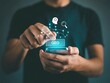 © Jubayer - Generative Engine Optimization (GEO) concept. Businessman use generative engine optimization on smartphone for view search results from internet network