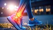 © Gethuk_Studio - Person running with glowing ankle bones indicating pain and injury, medical and sports healthcare concept
