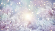 © Thanthara - Winter pine branches covered with frost and glowing bokeh lights create dreamy pastel background