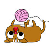© ADIMOTION Studio - Playful Cartoon Dog with a Pink Yarn Ball Happy Pup Lying Down, Fun and Entertainment