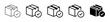 © icons gate - shipping box with a checkmark or delivery box icons with check marks in different outline and solid styles, indicating a received or delivered package. Perfect for shipping, logistics, order tracking,
