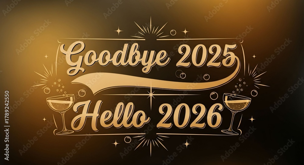 Golden goodbye 2025 hello 2026 new year celebration design Stock ...