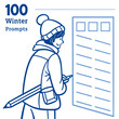 © Stock - Illustration of a person writing on a list of 100 winter prompts