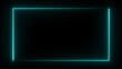 © Moynul Haque - Illustration of a glowing cyan neon rectangle frame on a black background, abstract digital art, futuristic border, empty space for text or design elements, vibrant light outline