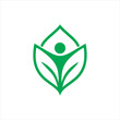 © Hamzah - Modern abstract green leaf and human figure logo design, symbolizing natural health, holistic wellness, growth, and eco-friendly lifestyle concepts for mindful living