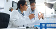 © SiphosethuFan/peopleimages.com - Blood sample, discussion and science with people in laboratory together for medical research. Collaboration, DNA and pharmaceuticals with scientist team at work on clinical trial or investigation