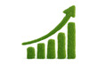 © Krtola  - Green grass bar chart showing growth and increasing arrow, sustainable business development and eco-friendly success on transparent background
