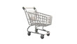 © zenataa - Empty, silver shopping cart on black background, angled right