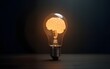 © ning - A symbolic representation of great ideas and creativity, featuring a glowing brain inside a lightbulb placed against a dark background. High quality