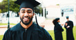 © peopleimages.com - College, graduation and portrait of happy man outdoor for university success, achievement and milestone. Graduate, student and person on campus to celebrate education, learning or studying goals