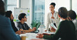 © peopleimages.com - Business woman, presentation or meeting with team for project management or delegation in office. Female person, employee or coordinator with group for brainstorming strategy or tasks in workplace