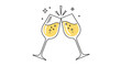 © Rohim - Two champagne glasses are toasting with the drink inside sparkling