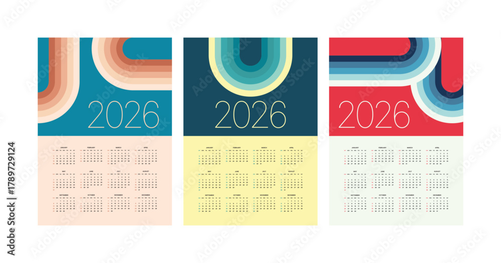 Monthly calendar 2026 week start Sunday corporate design template ...