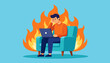 © Panglima - Workplace Burnout and Stress A depiction of overwhelmed worker with flames, representing a common struggle