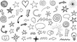 © MDMAHBUBUR - Hand Drawn Doodle Set Stars, Arrows, Heart, Circle, Lightbulb on White Background