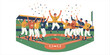 © Lila Ayu Fauziah - Players celebrate their game victory on the diamond. Teamwork and success are evident as they cheer with excitement A bold yet minimalist composition with handcrafted textures, geometric forms, and cl