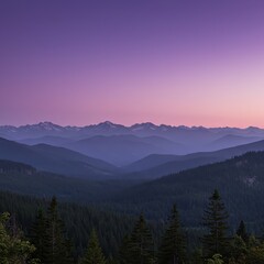  Mountain range landscape at dusk with forest