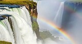 Victoria Falls Spectacular Rainbow View Majestic Waterfall Vibrant Nature Scenery