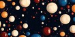© Photoland - Abstract colorful pattern with textured spheres and bold dots on dark background creates modern decorative design that is stylish and creative visual solution for contemporary projects