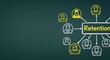 © TechNova Graphics - Retention flow chart on green chalkboard showing employee retention strategy