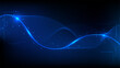 © phochi - Digital futuristic technology background with glowing blue wave lines and abstract particles for internet, data, communication, and corporate design concept