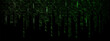 © MandarinkaArt - Green binary rain background in matrix style. Hightech cyber code with glowing numbers.
