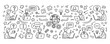 © Mr. Stocker - Diverse adult male and female characters working on laptops. Global communication and business collaboration concept with various icons. Outline style for online teamwork and problem-solving