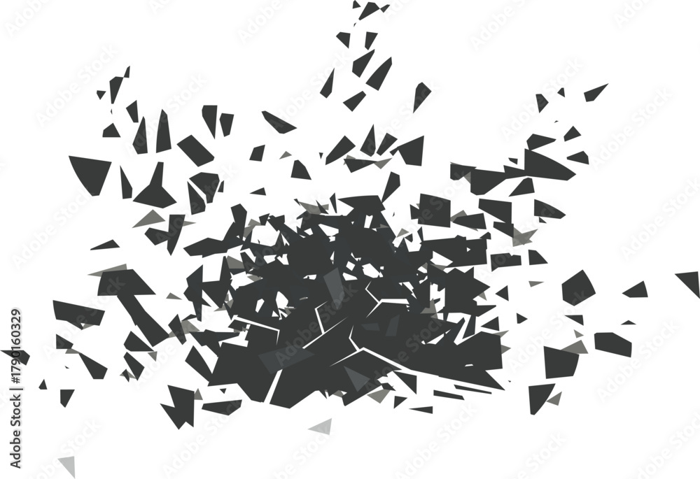 Shattering grey fragments creating an explosive impact Stock Vector ...