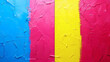 © HISTOCK - Cmyk color palette texture painting with cyan, magenta, and yellow impasto