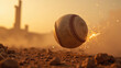© Oran - Baseball in motion creates dynamic scene with sparks flying against sunset backdrop. warm colors evoke excitement and energy