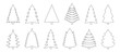 © tiena - Collection of outline Christmas trees, various shapes. Illustration on a transparent background