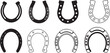 © Griffin9678 - Vector of Horseshoes Silhouettes and Outlines Icon Bundle Set