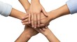 © Subrata - Diverse hands stacked together in a gesture of unity and teamwork support