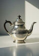 © lina - Silver teapot reflects light on a white surface
