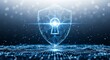 © graphicview35 - Digital data protection shield with keyhole, cyber security concept, information privacy, abstract technology background, network security system