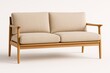 © Tor Gilje - A cozy loveseat with light wood frame and cream cushions, against a white background.