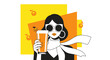 © ZUHRIATUL - Stylish Woman Enjoying Orange Beverage, Modern Illustration, Cool Vibes and Chic Design