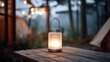 © filmanana - camping lantern on wooden table at dusk — warm glow, cozy forest campsite, cinematic bokeh, minimalist outdoor lifestyle scene — product-focused shot inspiring travel, glamping, and night