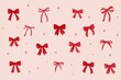 © Iryna - Charming Collection of Red Ribbons on Soft Pink Background for Festive Decor