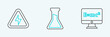© Oksana - Set line Equation solution, High voltage and Test tube and flask icon. Vector