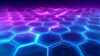 © ChaoticDesignStudio - A glowing surface of hexagonal shapes is illuminated with shades of blue and purple. The scene evokes a sense of depth and futuristic technology, perfect for a digital art background