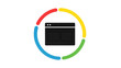 © ana - Vector illustration of web browser window icon inside a colorful circle on a transparent background