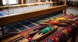 © FaidUtility - A close-up view of a traditional wooden loom with colorful threads and shuttles, showcasing the intricate weaving process.