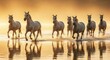 © StudioWorld - Horse herd running in water at sunrise