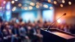 © wu - Blurred background of a speaker's podium at a professional conference. High quality