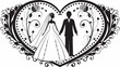 © fatima zainab - Celebrate eternal love and commitment with this elegant wedding couple silhouette inside a decorative floral heart, perfect for invitations and romantic designs