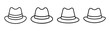 © Zubaraj - Four minimalist line art fedora hats vector icon illustration