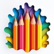 © cloud7days - Paper art style colourful pencils, layered cut-out effect, isolated on white.