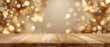 © The Pixel Store - Warm golden bokeh lights and wooden table surface for product display 62